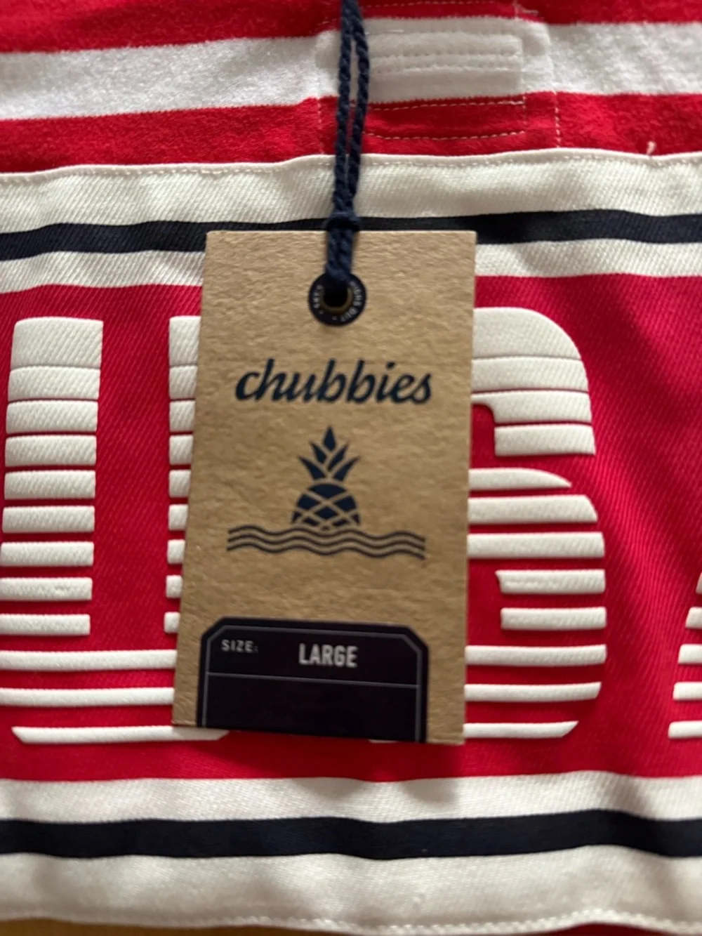 chubbies USA Striped Rugby Shirt Patriotic Stars & Stripes LS Polo Large NWT - Picture 7 of 7